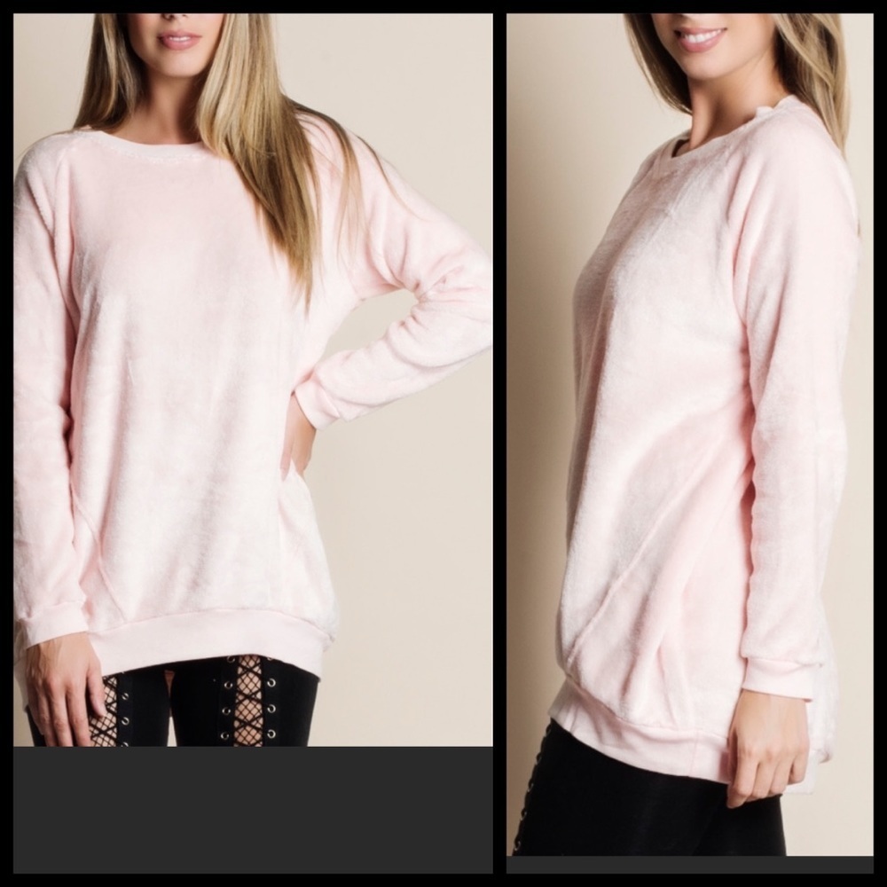 bare anthology v line detail peach soft sweater